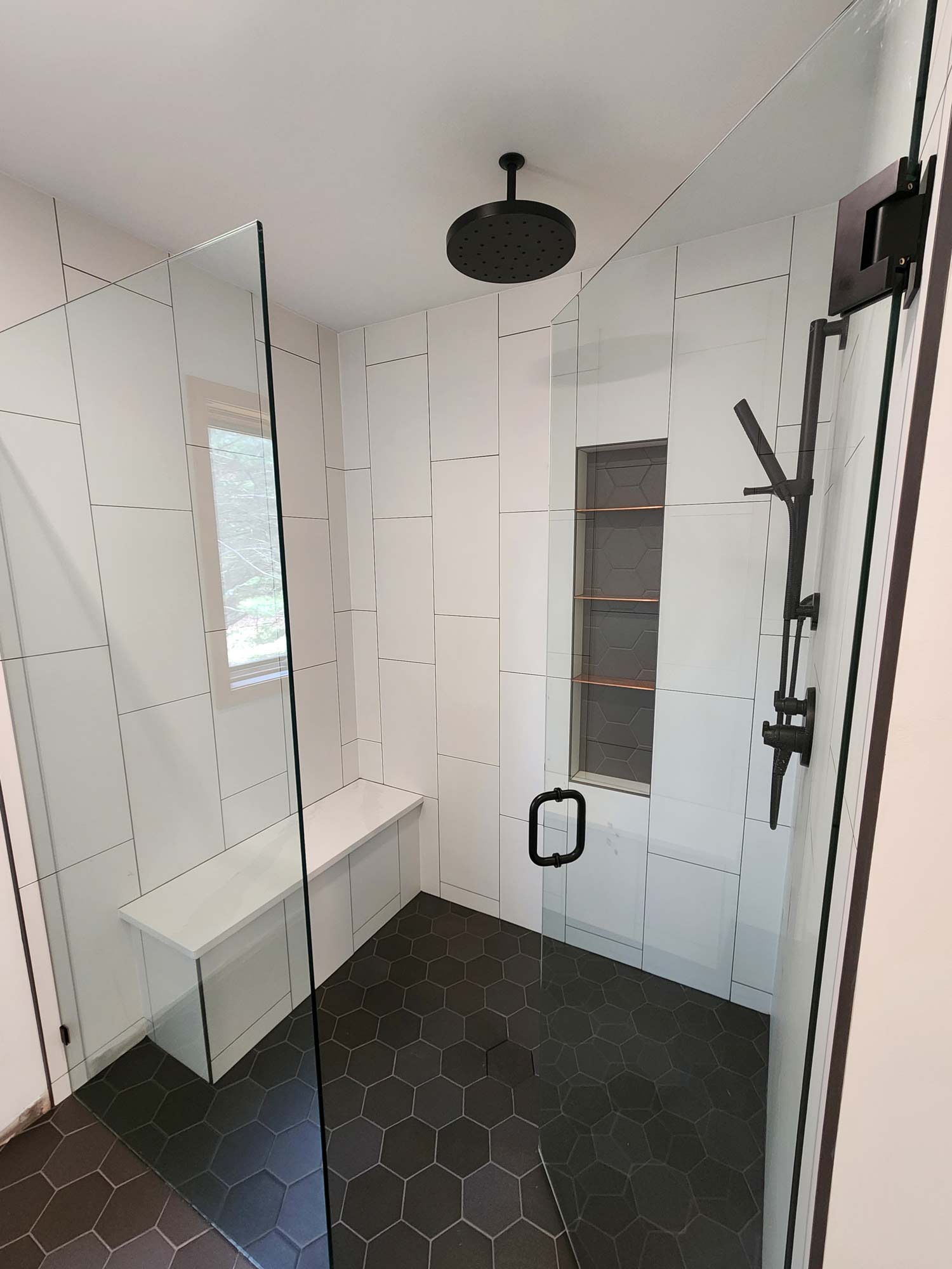 walk in shower with glass doors