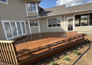 finished deck on back of home